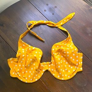 Yellow polkadot bikini top
